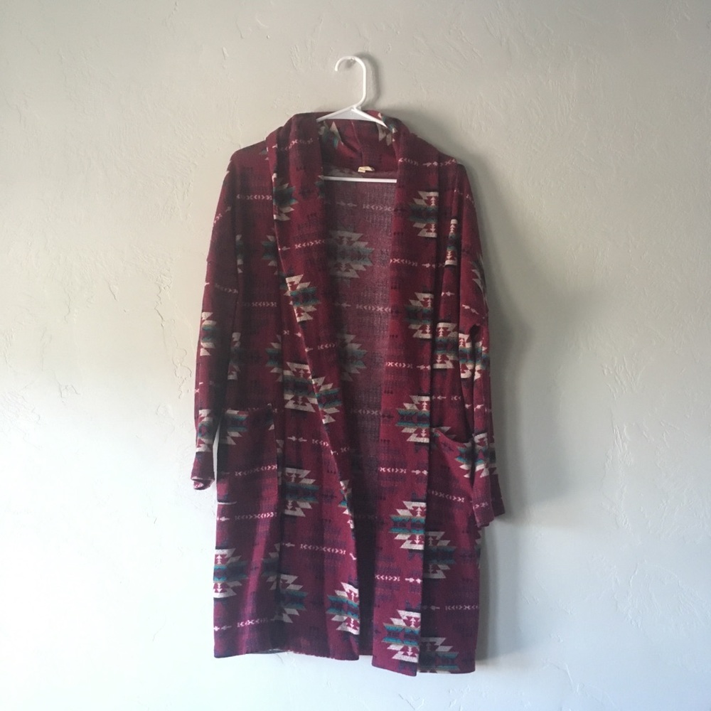 Tribal print open cardigan